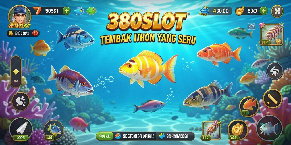 Screenshot gameplay 380SLOT menampilkan aksi menembak ikan yang seru.