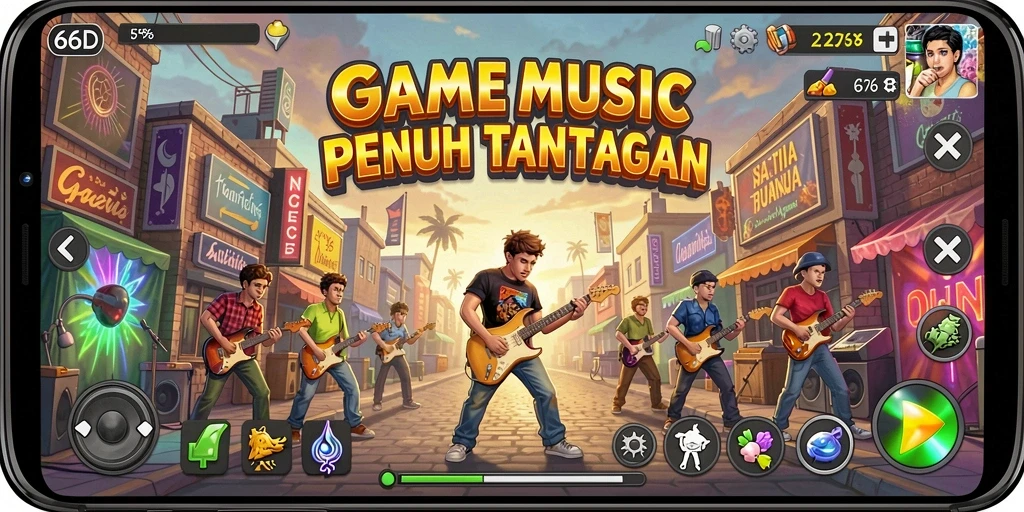 Tampilan menarik dalam game 66D yang penuh dengan notasi musik.