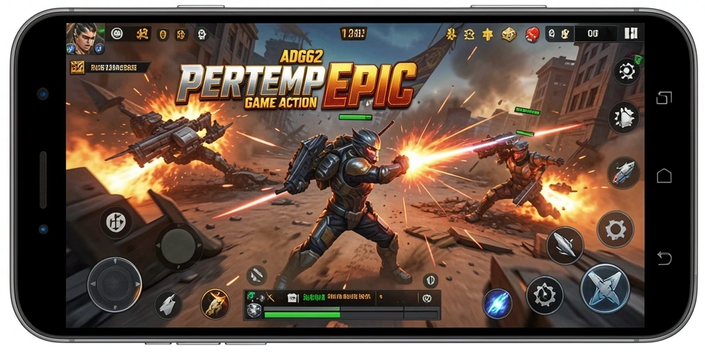 Tampilan gameplay ADG62 yang mendebarkan dan penuh aksi.