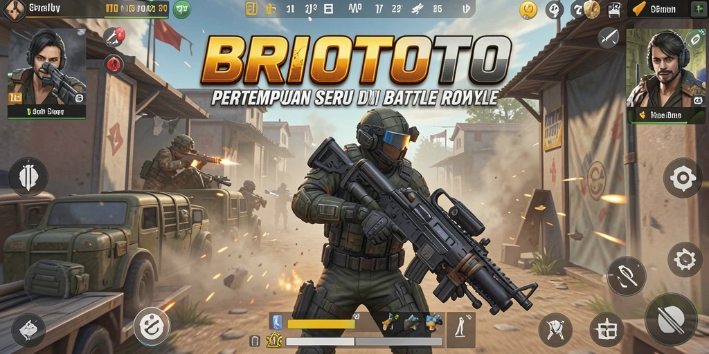 Tangkapan layar BRIOTOTO menampilkan aksi pertarungan Battle Royale yang mendebarkan.