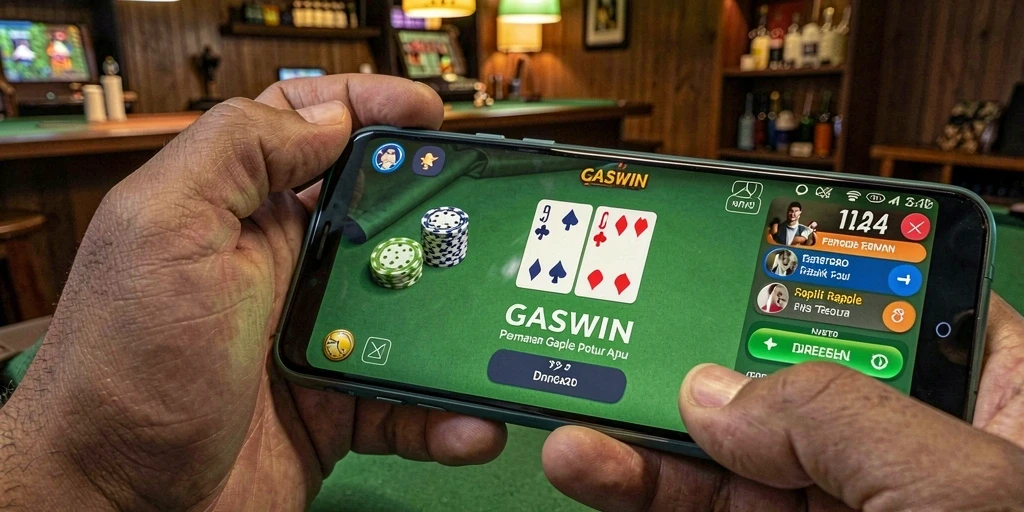 Tampilan gameplay Gaple GASWIN yang menarik dan interaktif.
