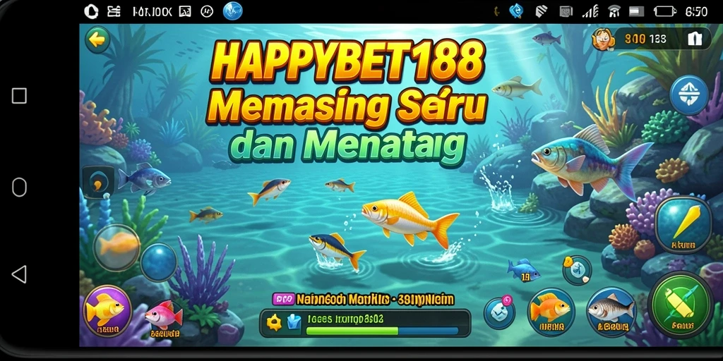 Tampilan gameplay <strong>HAPPYBET188</strong> dengan aksi memancing yang dinamis dan seru.