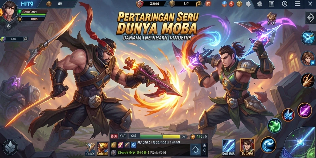 Tampilan aksi seru dalam HIT9 dengan strategi MOBA yang mendebarkan.