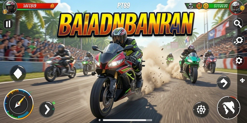Tampilan grafis balapan motor yang mendebarkan