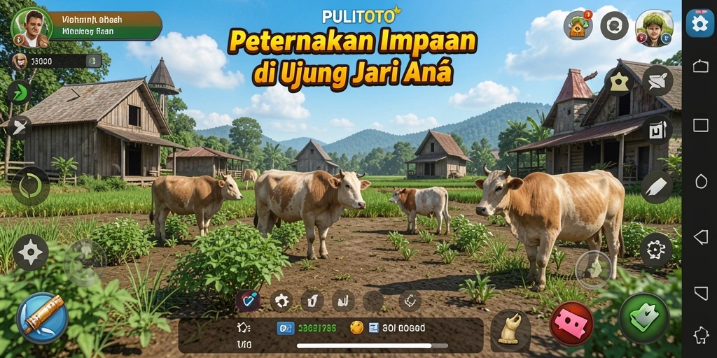 Gameplay PULITOTO yang seru dengan kebun yang beraneka ragam.