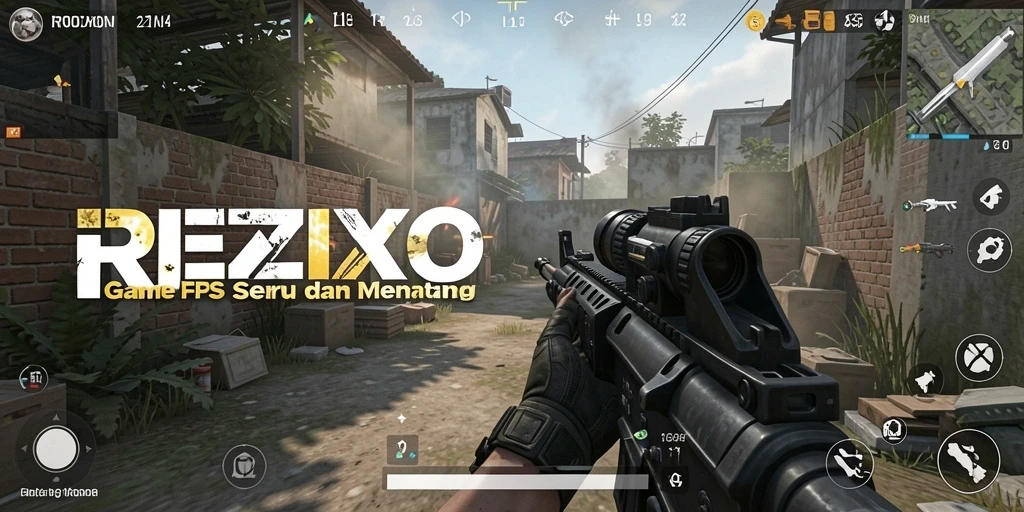 Screenshot gameplay <strong>REZIXO</strong> yang menampilkan aksi tembak-menembak mendebarkan.