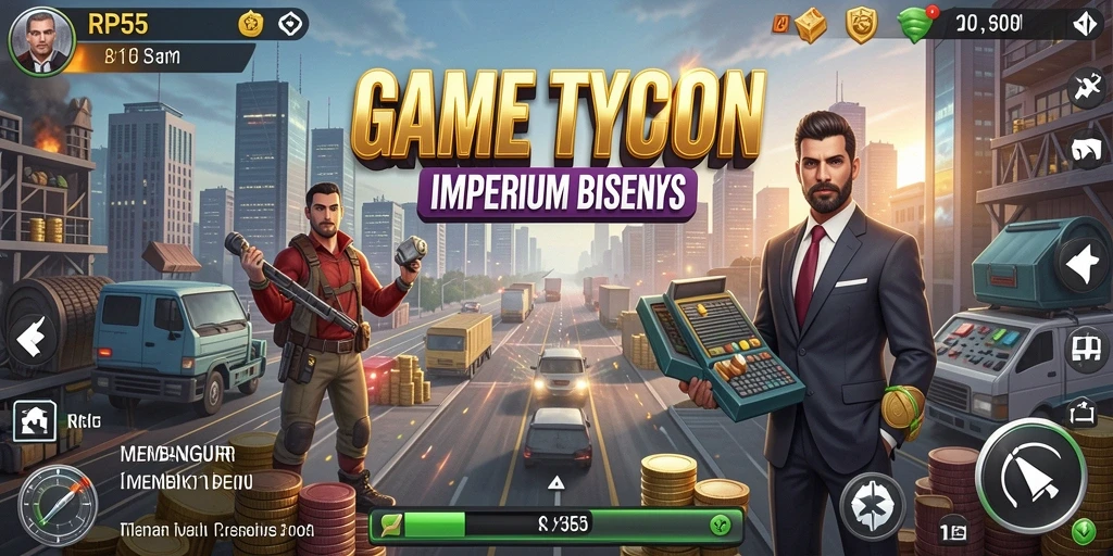 Tampilan gameplay menarik di RP55 saat membangun bisnis dan strategi.