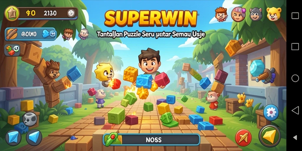 Tampilan gameplay SUPERWIN yang menarik dan penuh warna.