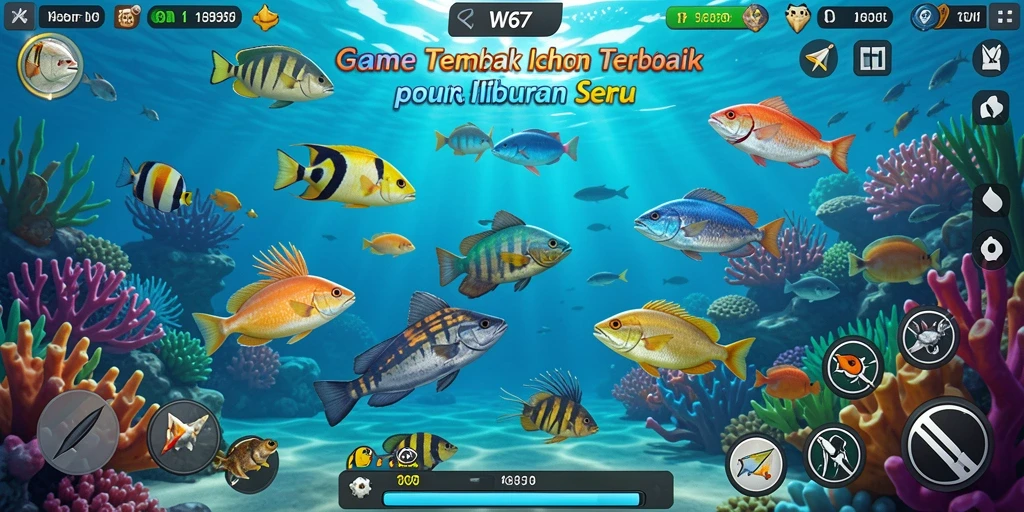 Gameplay seru Tembak Ikan di W67 dengan grafis menarik.